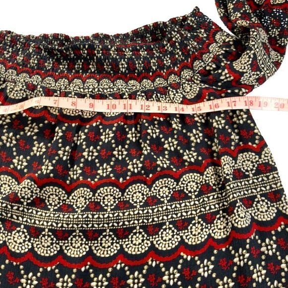 KNOX ROSE 100% Rayon Floral Off Shoulder Boho Top with Lace Trim at Hem Sz S - Picture 5 of 9